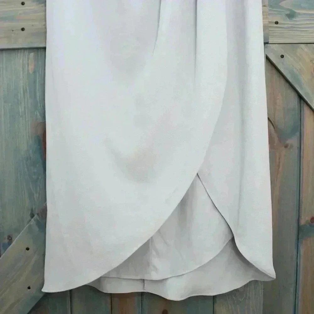 BHLDN Lyra V-Neck Faux-Wrap Crepe Midi Dress Blue Size 16 Anthropologie NWT - Picture 9 of 13